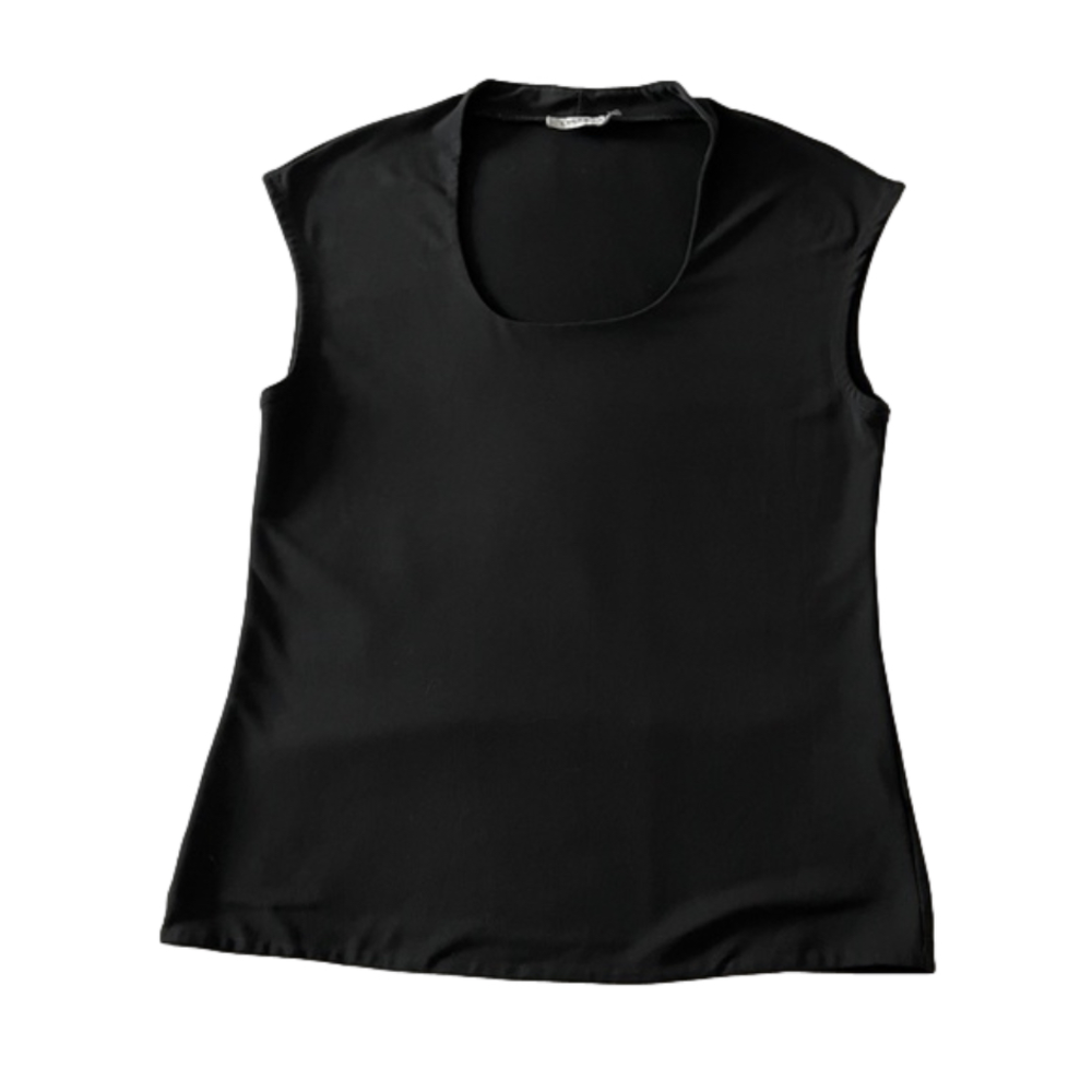 Laura -  Black Cap Sleeve Top - Size M